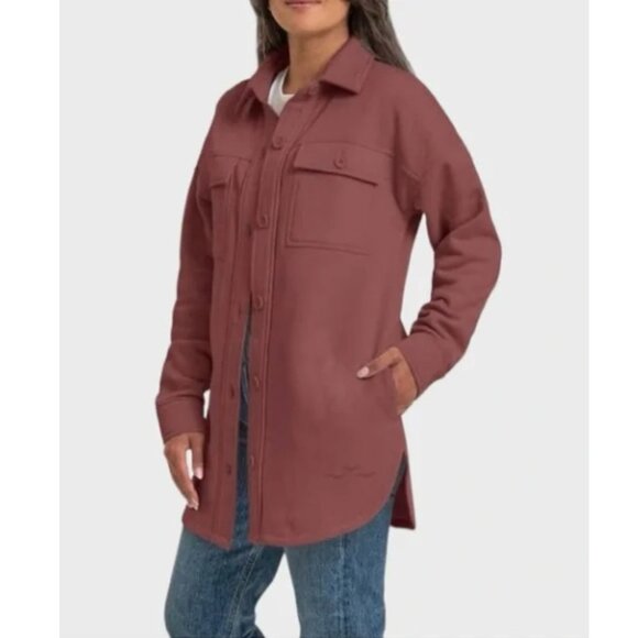 LazyPants Women's Dusty Pink / Mauve Fleece Shacket Size S - Picture 2 of 16